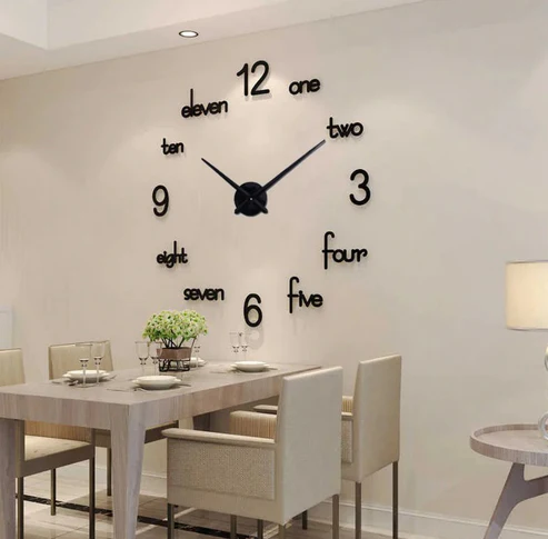 3D Wall Clock, Frameless Wall Clock DIY Wall Decoration, Wall Clock Home Decor