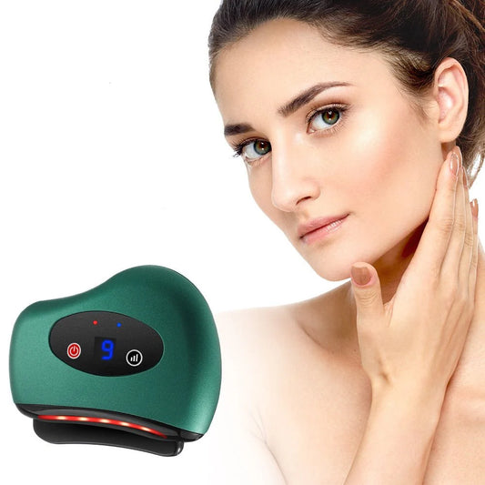 Electric Heated Bianstone Gua Sha Massager – Vibration & Hot Compress for Face & Body